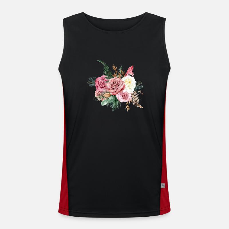 Aquarell Blumen Geschenkidee Funktionelles Kontrast-Tank Top für Männer 