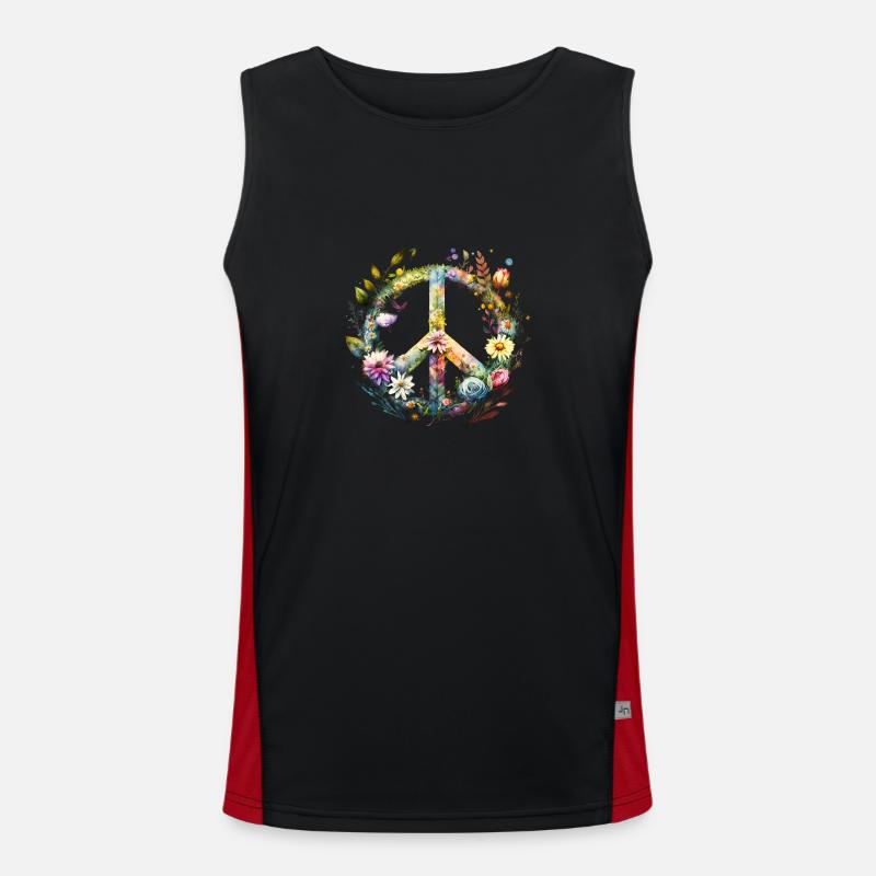 Flower Power Peace Men's Functional Contrast Tank Top 