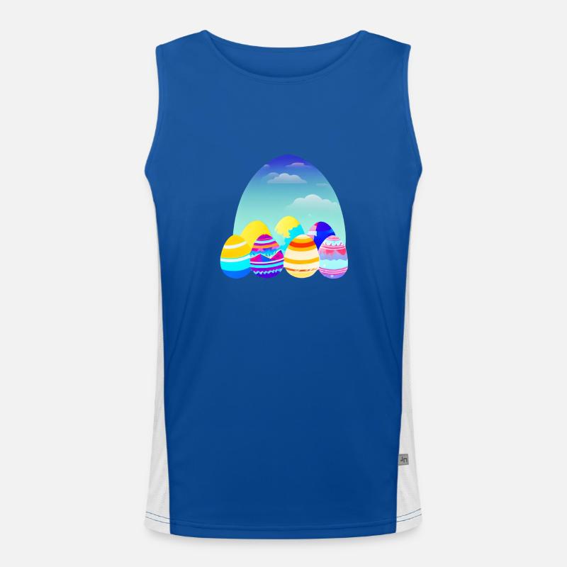 Osterei Osterhase Geschenk Easter Frohe Ostern Funktionelles Kontrast-Tank Top für Männer 