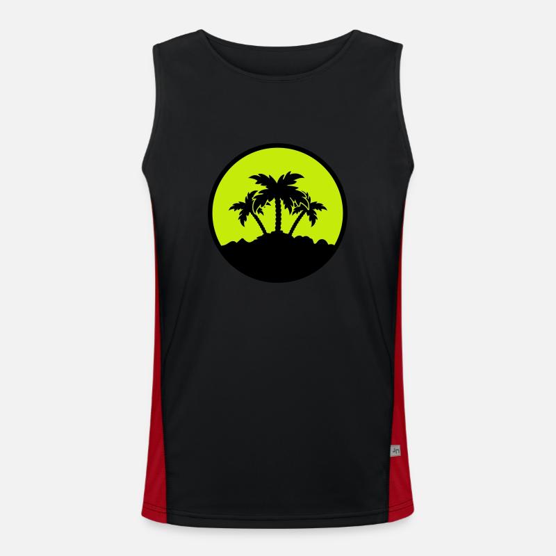 Palm Design - Men's Functional Contrast Tank Top  - black/red
