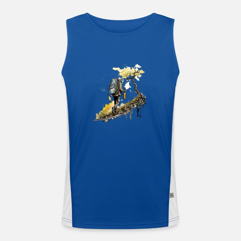Bierwanderung in den Bergen Funktionelles Kontrast-Tank Top für Männer 
