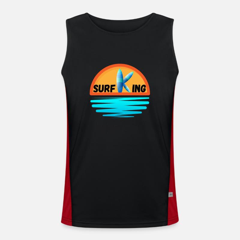 Surfender König Funktionelles Kontrast-Tank Top für Männer 