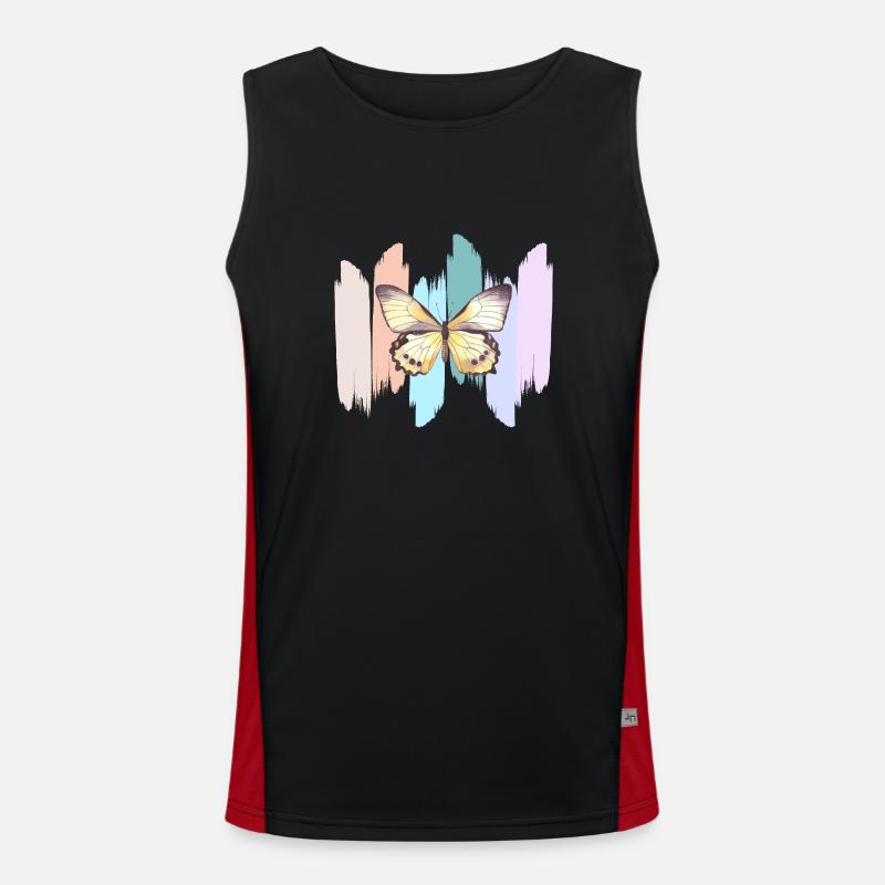 Regenbogen-Schmetterling Funktionelles Kontrast-Tank Top für Männer 