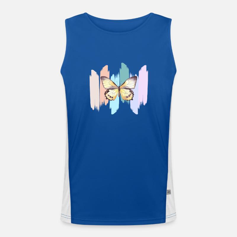 Regenbogen-Schmetterling Funktionelles Kontrast-Tank Top für Männer 