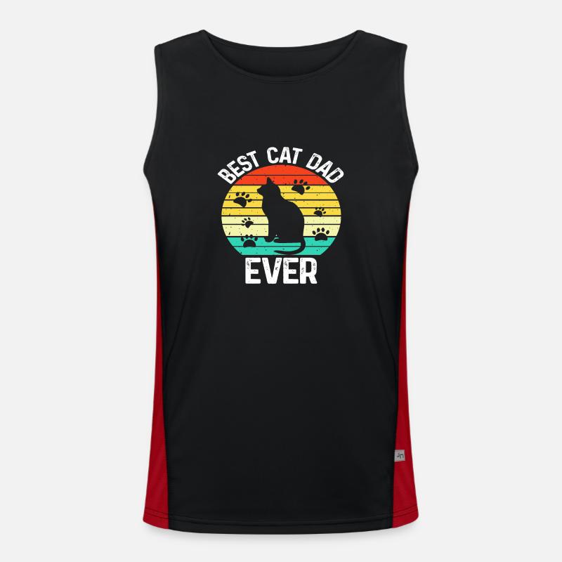 Best Cat Dad Ever Funktionelles Kontrast-Tank Top für Männer 