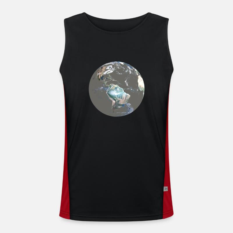 Blue Planet Goodbye, or Save the Earth! Now! Men's Functional Contrast Tank Top 