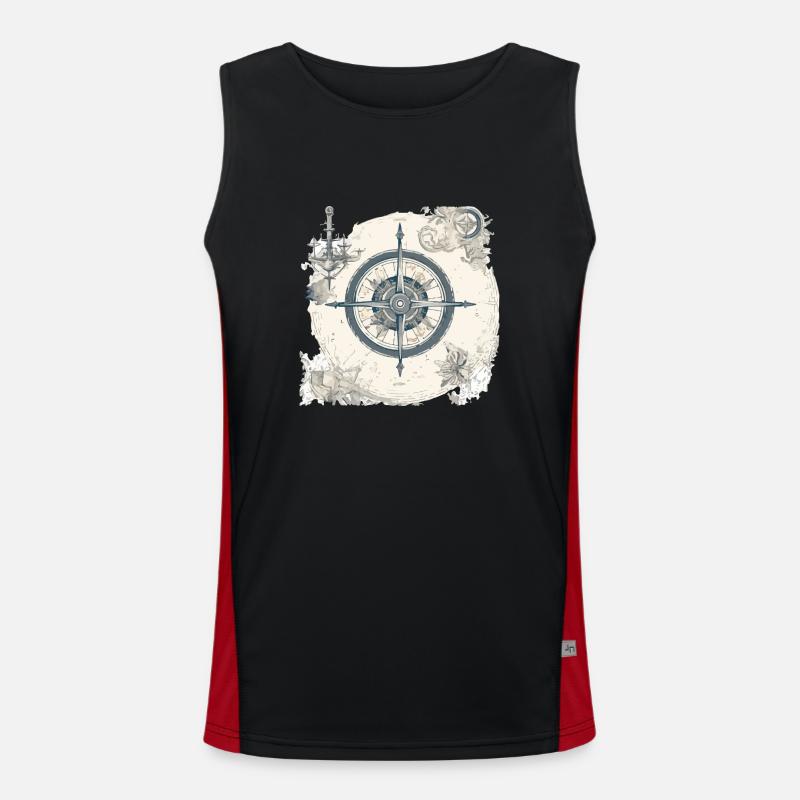 Old nautical chart Men's Functional Contrast Tank Top 
