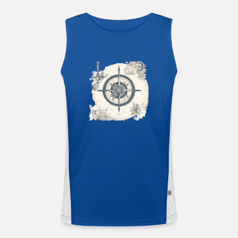 Old nautical chart Men's Functional Contrast Tank Top 