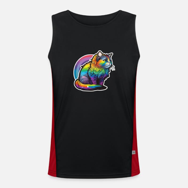 Regenbogen-Katze Funktionelles Kontrast-Tank Top für Männer 