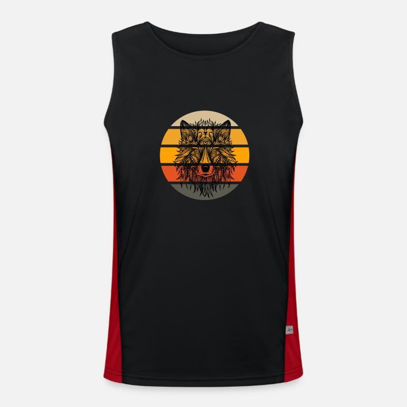 Wolf Sunset Head Men's Functional Contrast Tank Top 