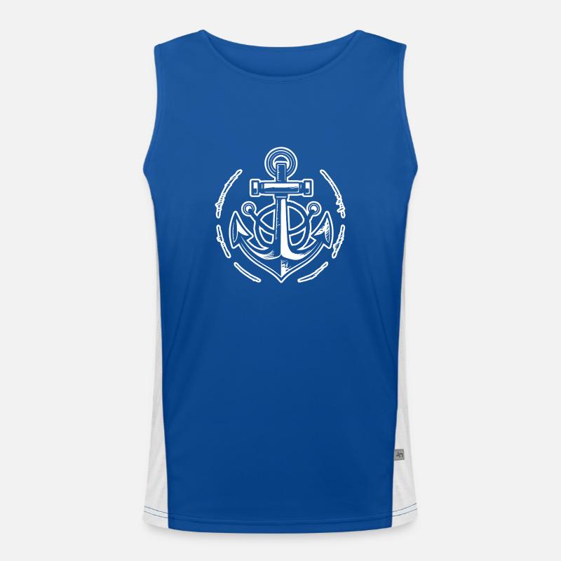 Anchor Boat Ship Nautical Men's Functional Contrast Tank Top 