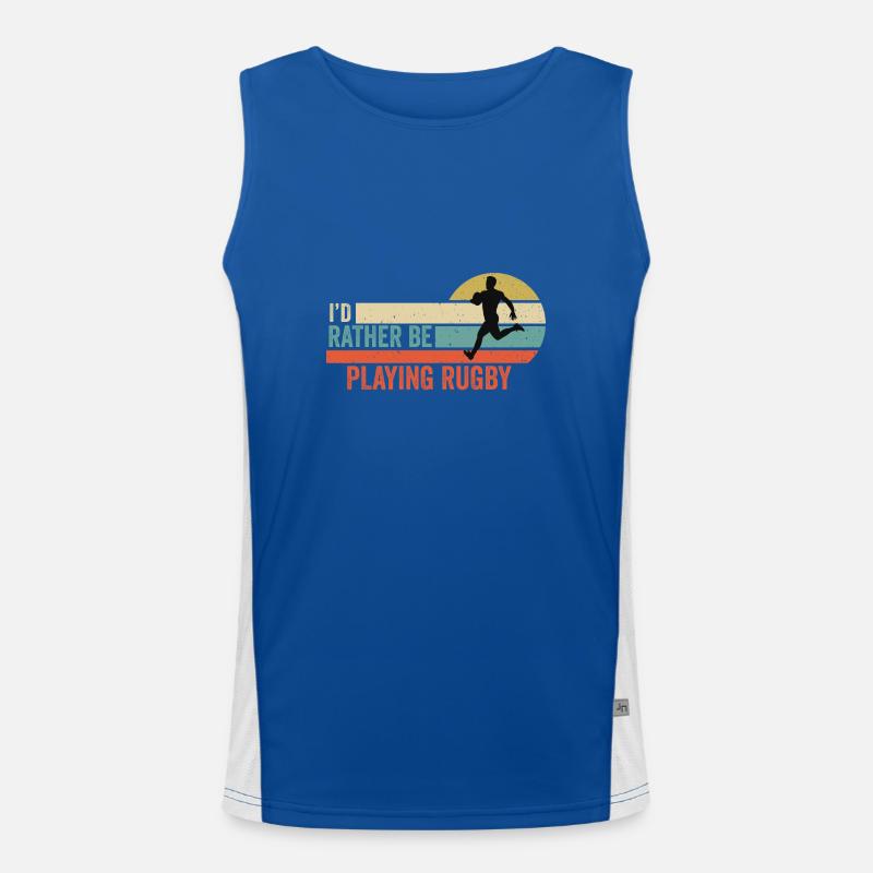 Rugby - I'd rather be playing rugby Gift Idea Men's Functional Contrast Tank Top 