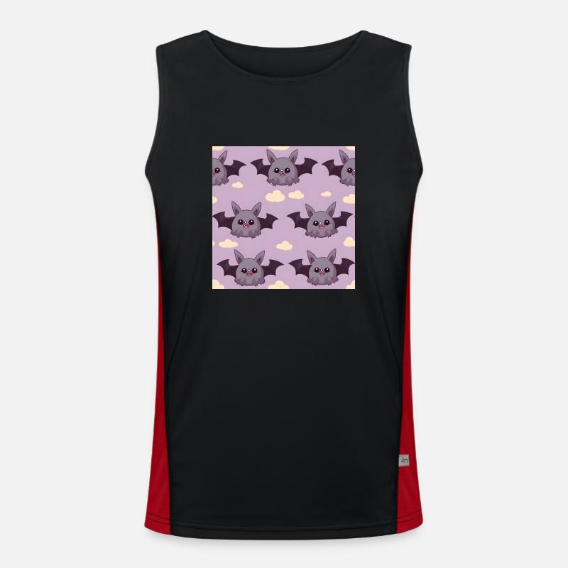 Comic Bat Adventures: Cute Bats - Men's Functional Contrast Tank Top  - black/red