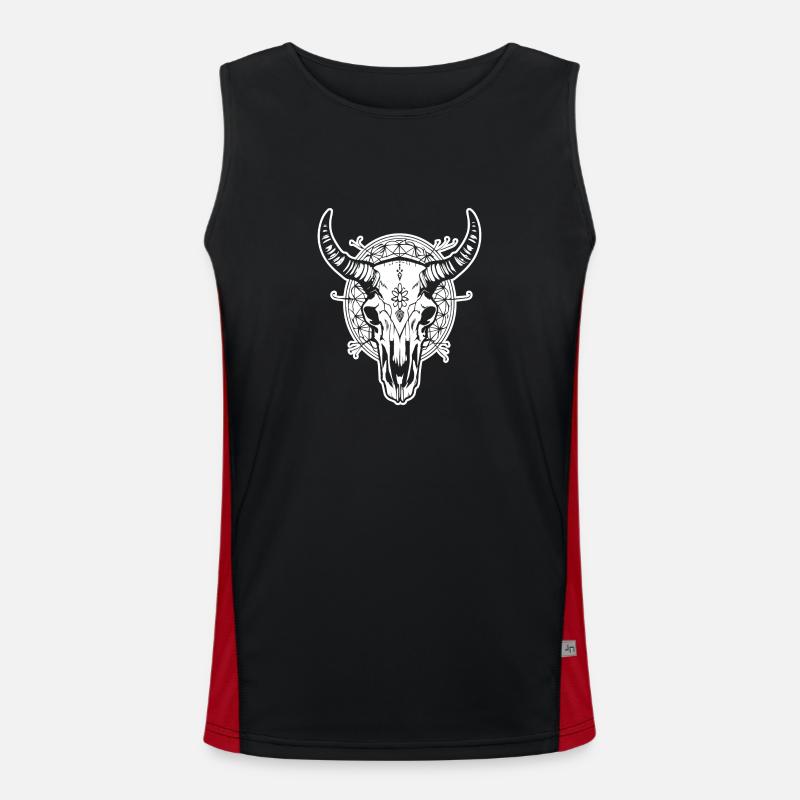Kuh Schädel Boho Funktionelles Kontrast-Tank Top für Männer 