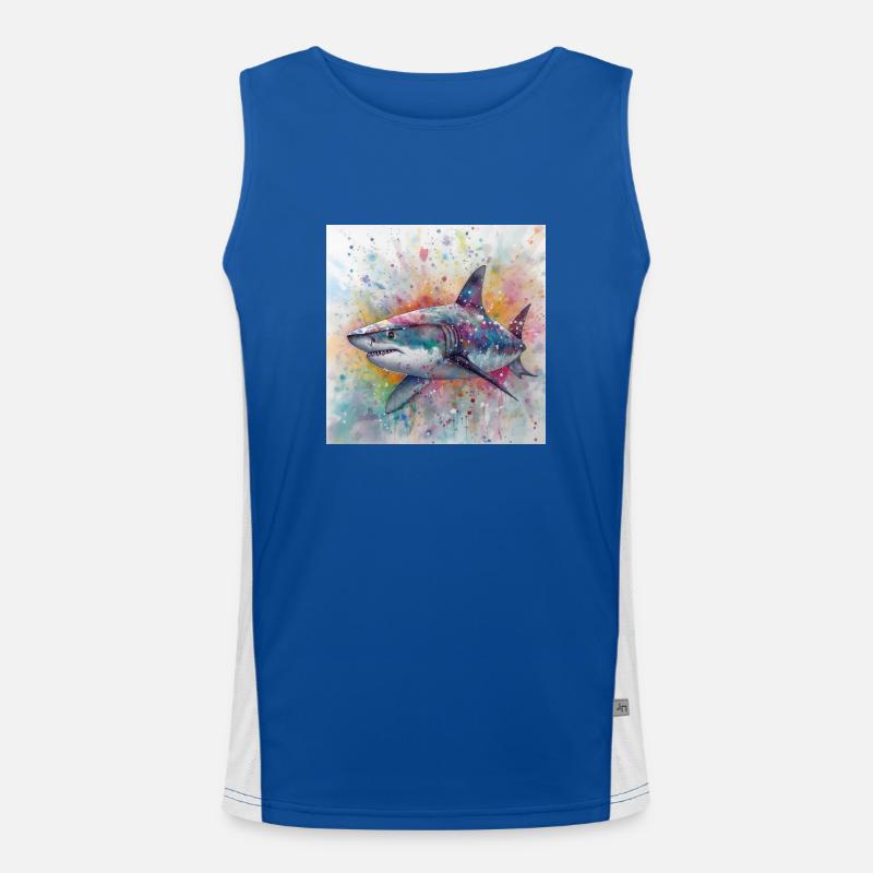 Modern & Colourful Shark Wall Art by Bodhi Men's Functional Contrast Tank Top 