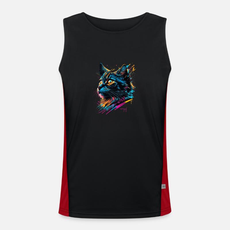 Colorful Graffiti Cat Men's Functional Contrast Tank Top 