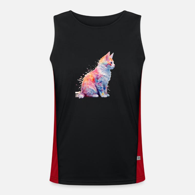 Couleur douce Sprinkles Cat Splash Shirt Design Débardeur respirant contrasté Homme 