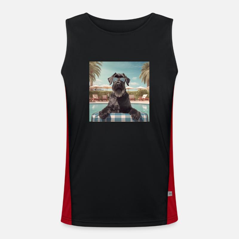 Schnauzer géant avec lunettes de soleil en vacances Débardeur respirant contrasté Homme 