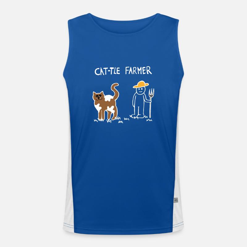 Cattle Cat Farmer (White) Men's Functional Contrast Tank Top 