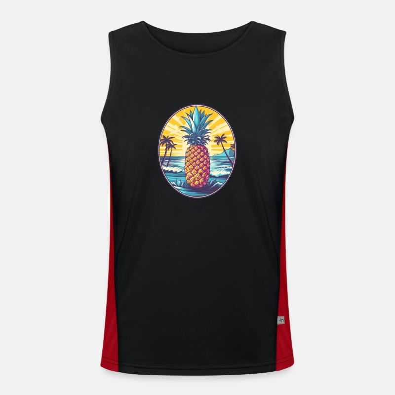 Pineapple Beach - Blumen Sommerurlaub Tee Funktionelles Kontrast-Tank Top für Männer 