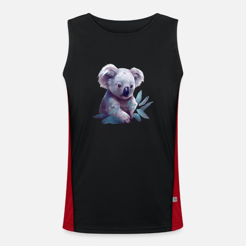 Cute koala with eucalyptus leaf Men's Functional Contrast Tank Top 