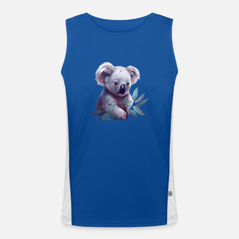 Cute koala with eucalyptus leaf Men's Functional Contrast Tank Top 