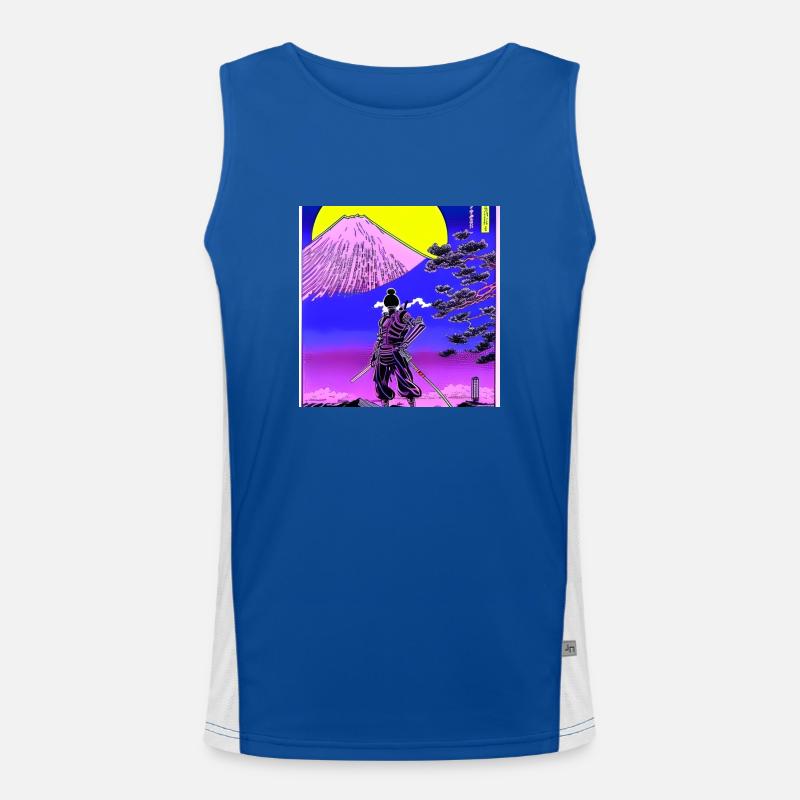 Samurai Mount Fuji Anime Retro Japan Funktionelles Kontrast-Tank Top für Männer 