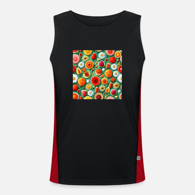 Summer Floral Pattern Men's Functional Contrast Tank Top 