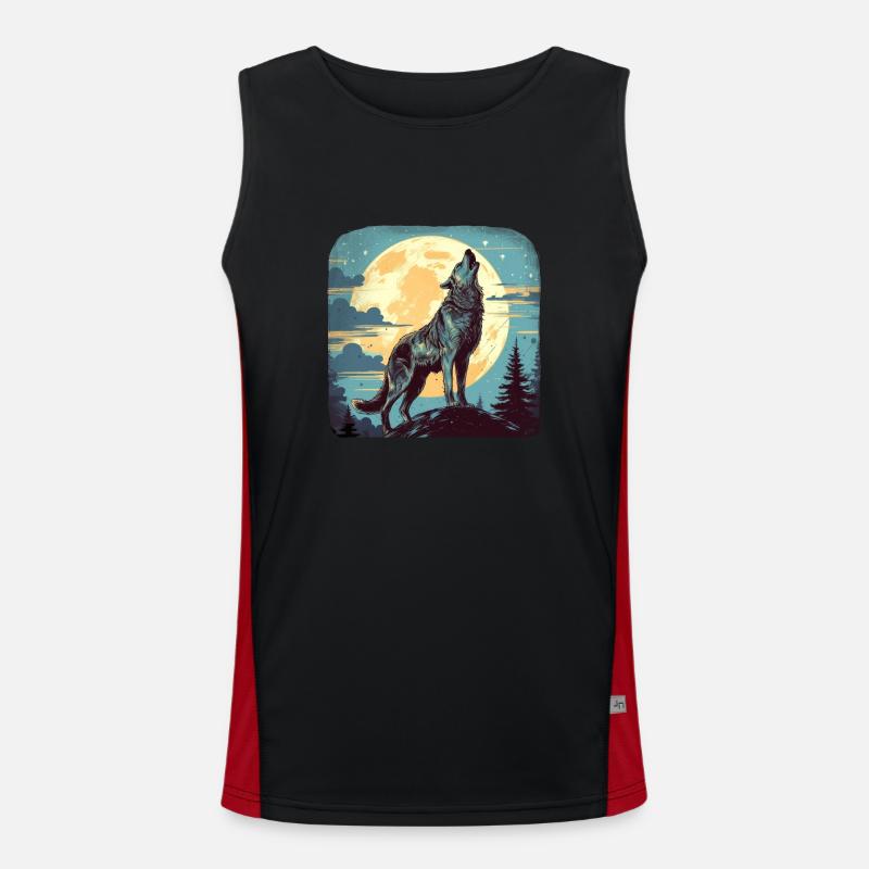 Wolf - Men's Functional Contrast Tank Top  - black/red