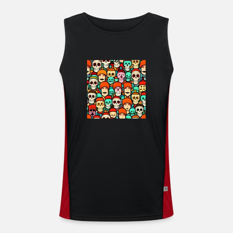 Bunte Totenköpfe patern Funktionelles Kontrast-Tank Top für Männer 