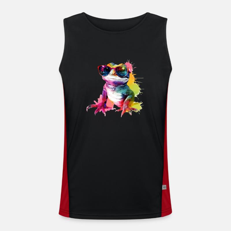 Rako the lizard - Men's Functional Contrast Tank Top - black/red