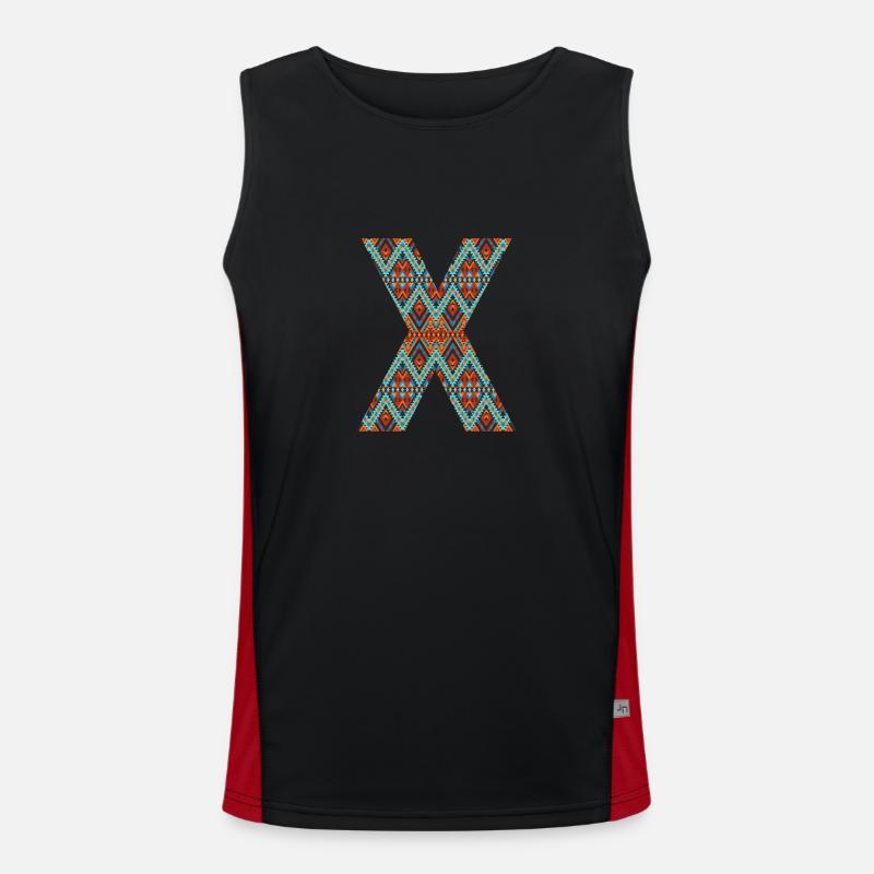 Lettre X- design boho, monogramme coloré Débardeur respirant contrasté Homme 