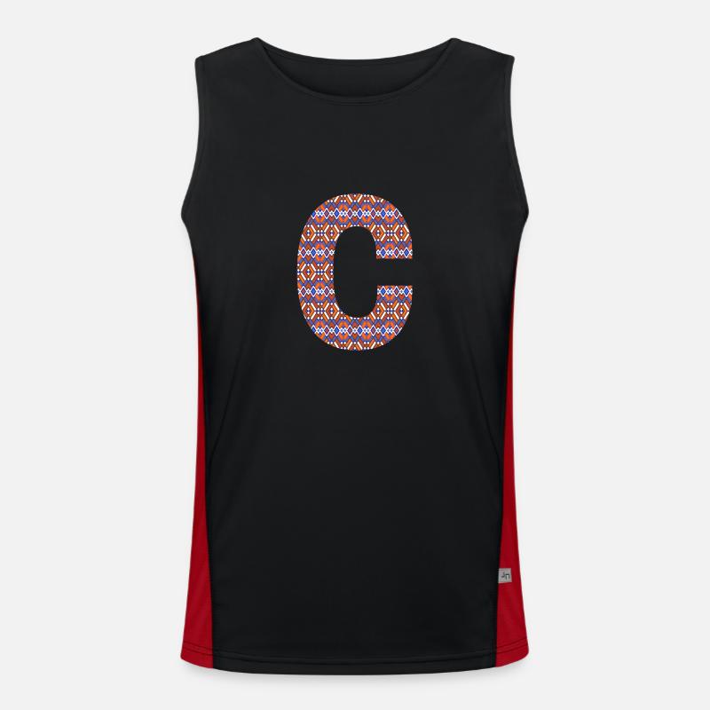 Monogram Letter C- geometric pattern - Men's Functional Contrast Tank Top  - black/red