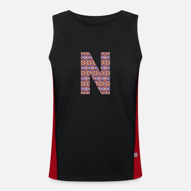 Monogram Letter N- geometric pattern Men's Functional Contrast Tank Top 