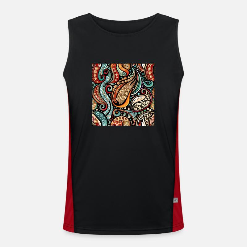 Zentangle Paisley Pattern Men's Functional Contrast Tank Top 
