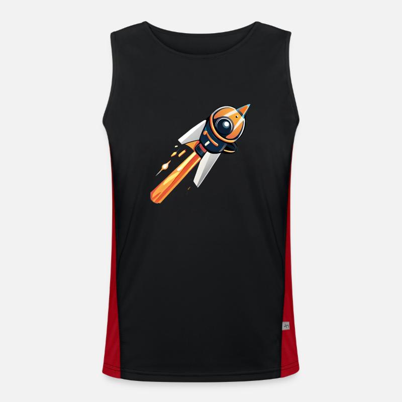 Rocket going into space - Men's Functional Contrast Tank Top  - black/red