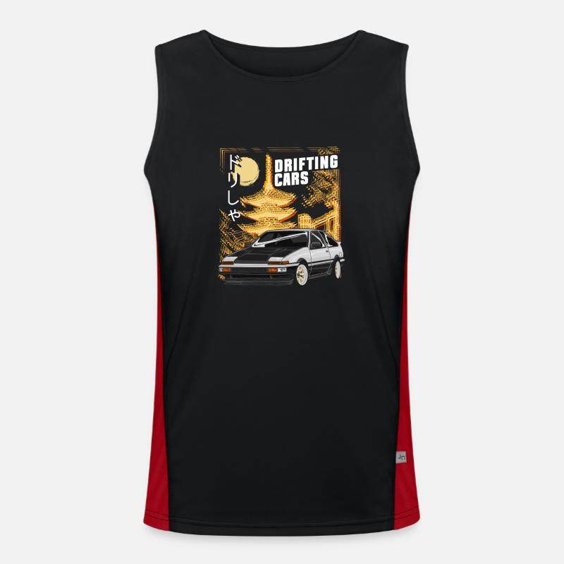 Drifting Car Burnout Engine Men's Functional Contrast Tank Top 