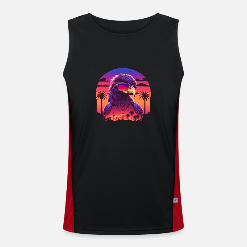 Synthwave eagle - Men's Functional Contrast Tank Top  - black/red