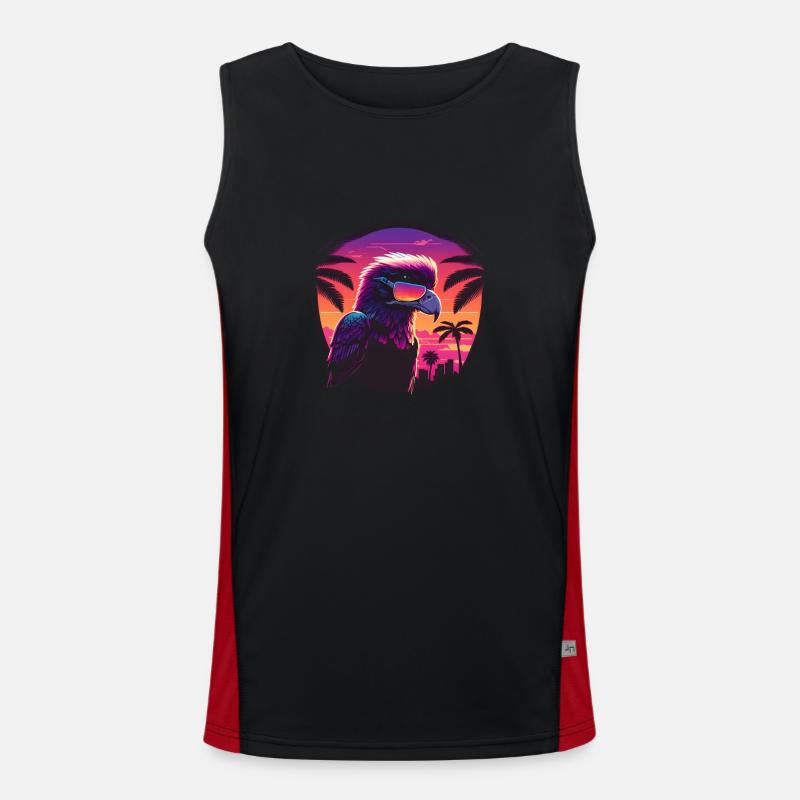 Synthwave eagle wearing sunglasses Men's Functional Contrast Tank Top 