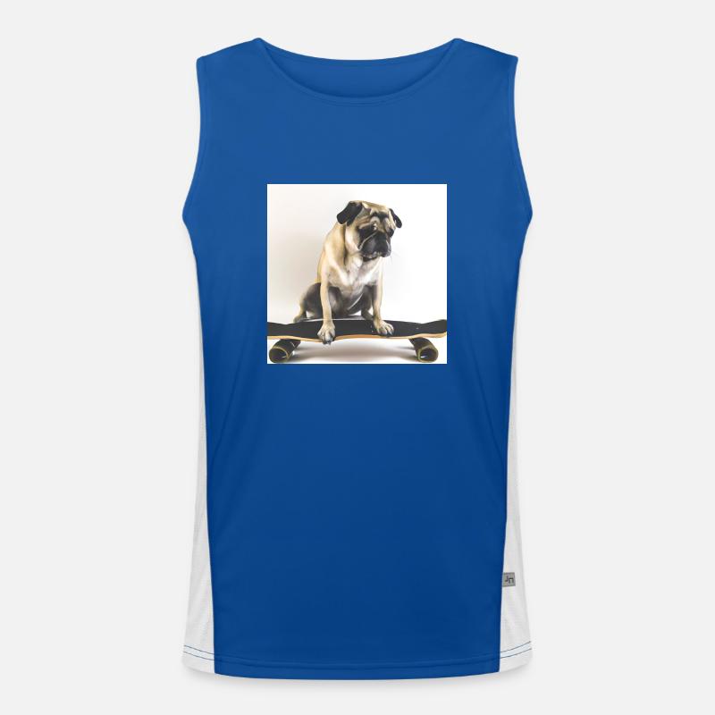 Mops auf Skateboard AICF 4 Funktionelles Kontrast-Tank Top für Männer 