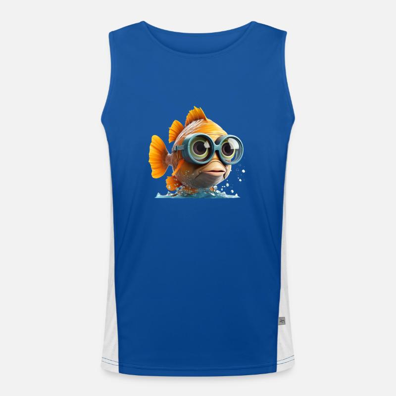 Drôle de poisson avec des lunettes de plongée Débardeur respirant contrasté Homme 