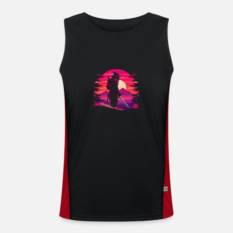 Synthwave Sci-Fi Samurai Men's Functional Contrast Tank Top 