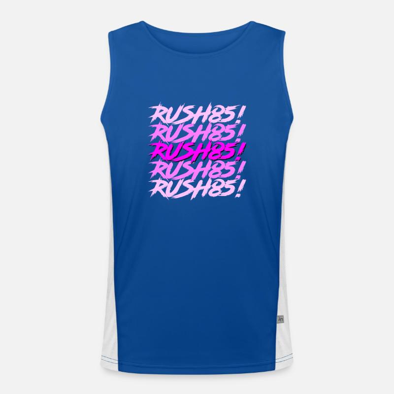 Synthwave / Cyberpunk Title Design RUSH85! -Hell Funktionelles Kontrast-Tank Top für Männer 