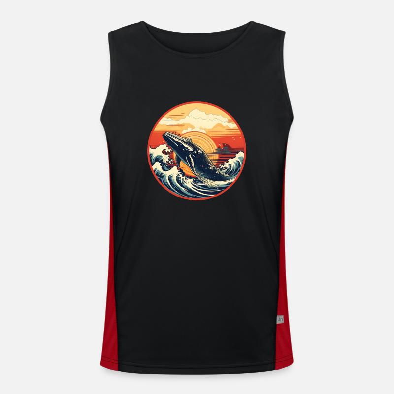 Wal Ukiyo-e 2 Funktionelles Kontrast-Tank Top für Männer 