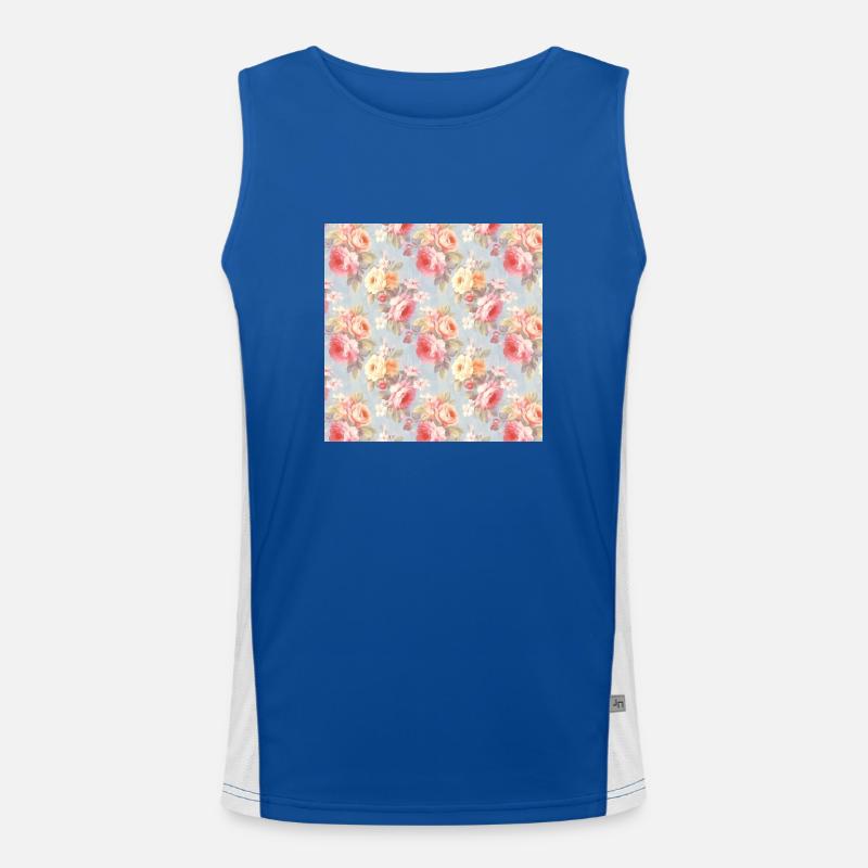 Roses Seamless Pattern Beautiful Elegant Aesthetic Men's Functional Contrast Tank Top 