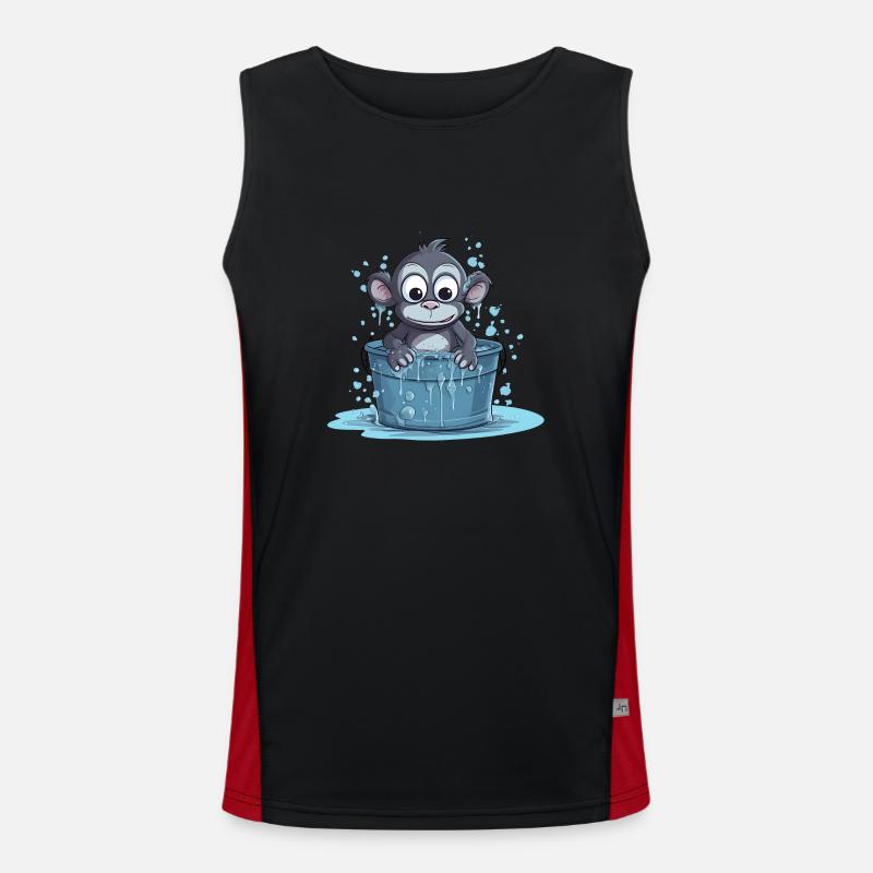 Ein Affe, der in einer Wasserwanne sitzt Funktionelles Kontrast-Tank Top für Männer 