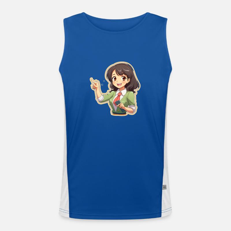 Anime Teach: Fun Explainer Men's Functional Contrast Tank Top 