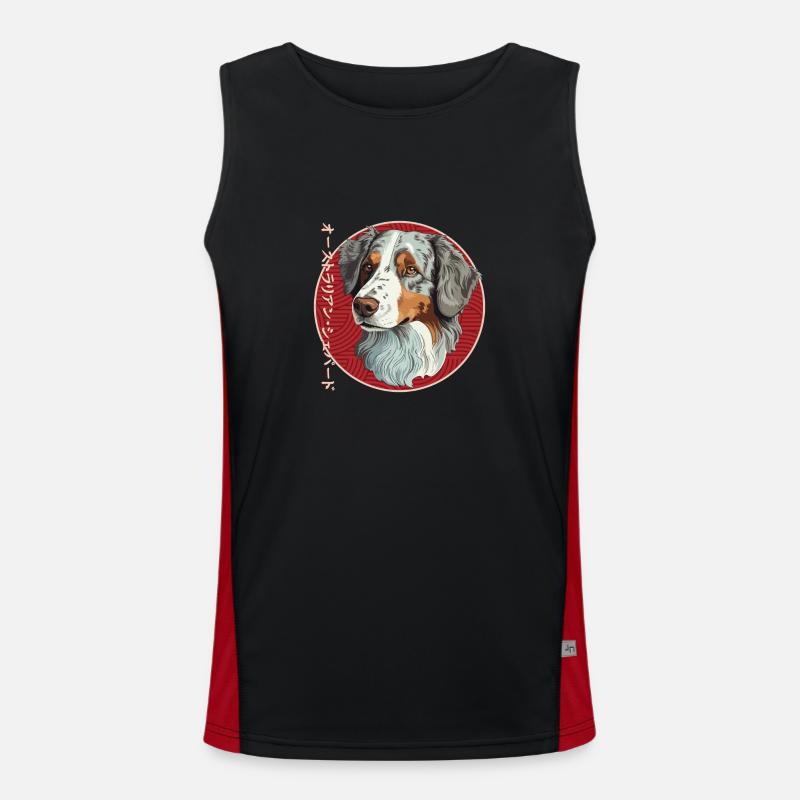 Japanischer Australischer Schäferhund Funktionelles Kontrast-Tank Top für Männer 