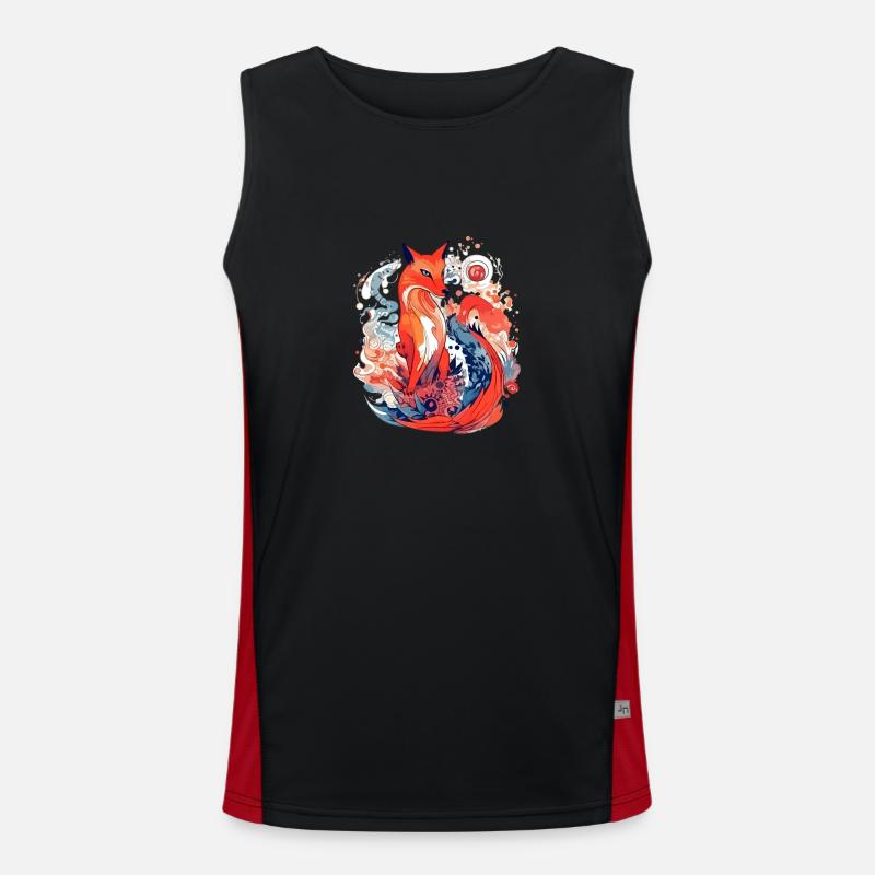 Mowglo the elegant fox - Men's Functional Contrast Tank Top - black/red