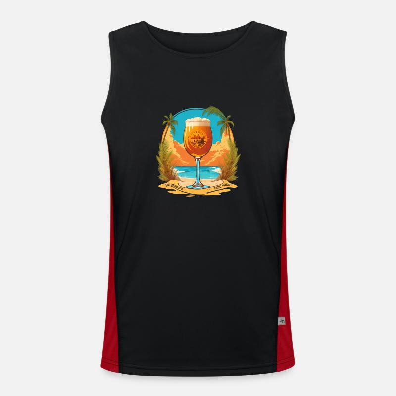 Bier am Strand Funktionelles Kontrast-Tank Top für Männer 